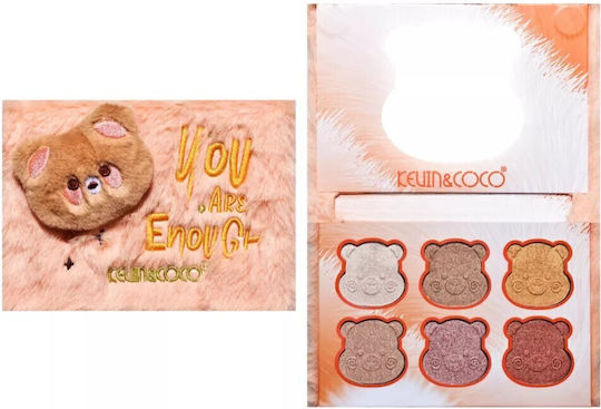 Kevinandcoco Makeup Set 6 Colors Highlighter Fluffy Case Bear Model 17.3x12.5x5 Cm Multicolor