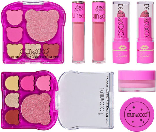 Set 6 Makeup Products Kevin Coco Pink Bear 16.2 X 16 X 2.5 Cm