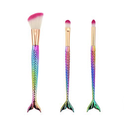 Flippy 3-teiliger Meerjungfrau-Form Make-up Pinsel Set Elektroplattierte Feine Details Ergonomischer Griff Weiche Fiber Borsten Mehrfarbig Flippy 3-teiliger Meerjungfrau-Form Make-up Pinsel Set Elektroplattierte Feine Details Ergonomischer Griff Weiche Fiber Borsten Mehrfarbig
