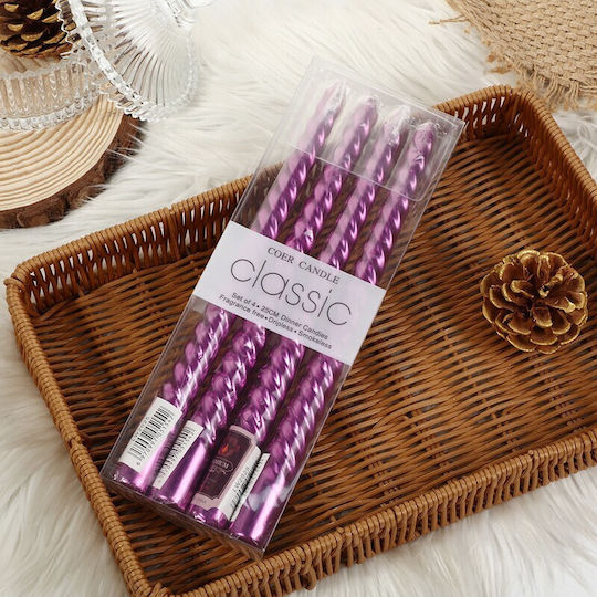 Dekorative Kerze Kegel Lila 205gr 4 Stück