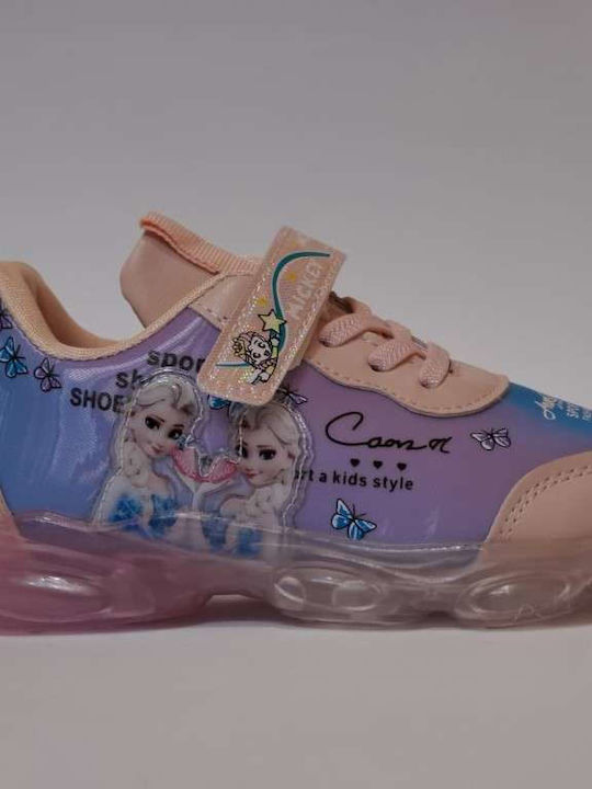 Kids Sneakers with Hoop & Loop Closure and Lights Purple