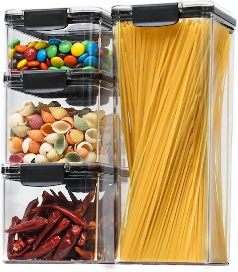 Set 4 Stück Getreidegläser mit Kunststoffdeckel Transparent 460ml