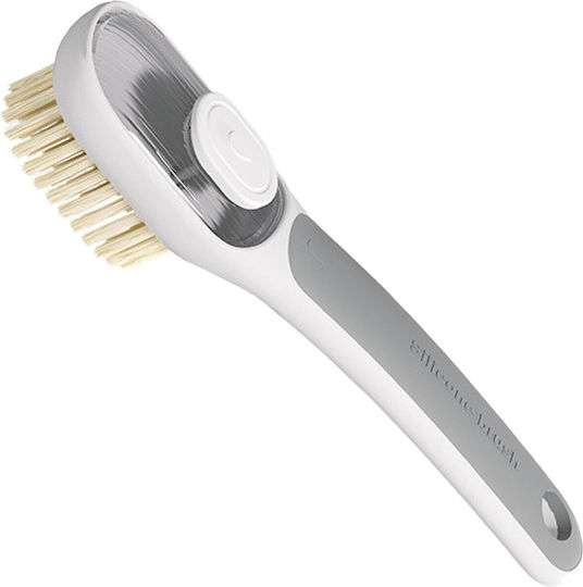 Perie Multifuncțională 2 În 1 Flippy Perie Deasă Perie Din Piele De Căprioară Recipient Pentru Lichid Mâner Lung 20.1 X 4.3 X 5 Cm Gri