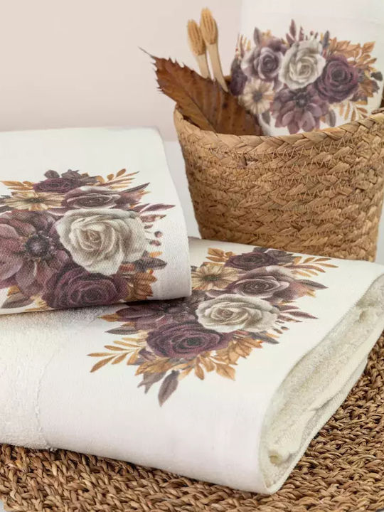 Borea Σετ Πετσέτες Μπάνιου 3τμχ Gerbera Εκρού