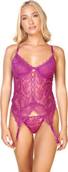 Lace Bustier String Panties Purple Lace Bustier String Panties Purple