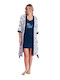 Modalove Winter Damen Robe mit Nachthemd Dark Blue