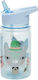 Petit Monkey Kids Water Bottle Plastic with Straw Light Blue 360ml