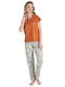 Pijadore Winter Damen Pyjama-Set Terracotta
