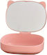 Cutie Organizator Oglindă Flippy 4 Compartimente Accesorii Cosmetice Realizată Din ABS 17x13x6 Cm Roz