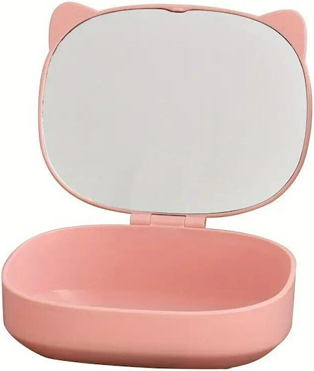 Cutie Organizator Oglindă Flippy 4 Compartimente Accesorii Cosmetice Realizată Din ABS 17x13x6 Cm Roz