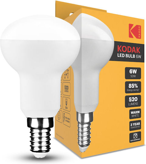 Kodak LED-Lampe 6W für Fassung E14 und Form R50 Warmes Weiß