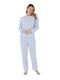 Siyah Inci Set Pijamale pentru Femei Light Blue