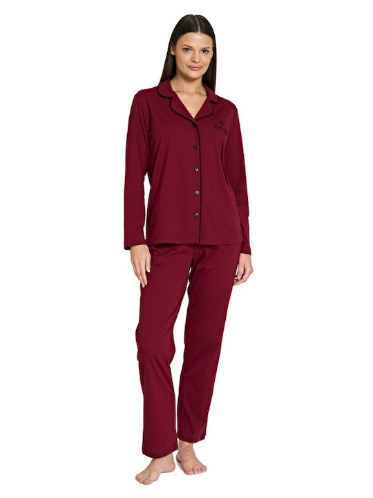 Pijadore Winter Damen Pyjama-Set Burgundy