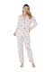 Siyah Inci Set Pijamale pentru Femei White