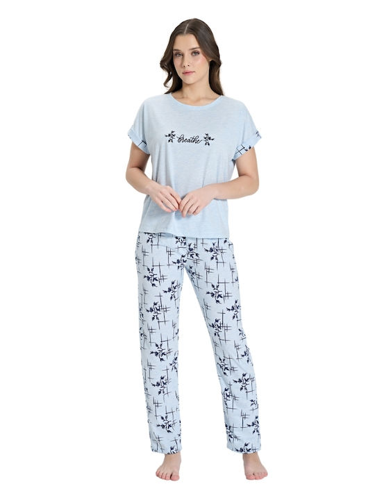 Pijadore Winter Damen Pyjama-Set Light Blue