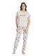 Pijadore Winter Damen Pyjama-Set Beige