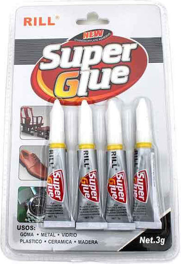 Rill Set Superglue Adhesives 4 X 3g Super Glue