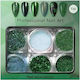 Vicky Nail Dekopulver Glitter Nageldesign Grüne 6 Stück x 0,8 g & 6 doppelte Pinsel Anwendung