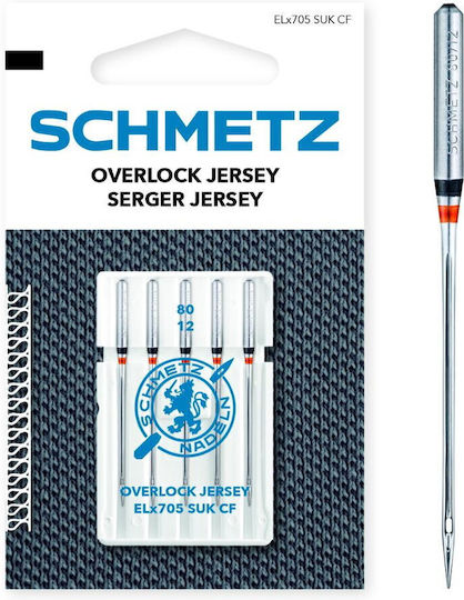 Set 5 Ace Overlock pentru Tricouri Mărimea 80 Schmetz Elx705 Suk Cf Vcs