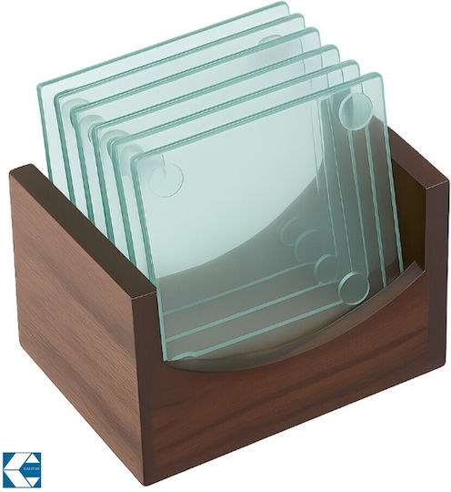 Galifas Σουβέρ Γυάλινο με Βάση Διάφανο 9x9cm 6τμχ