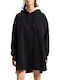 Mini Athletic Dress Long Sleeve with Hood Black
