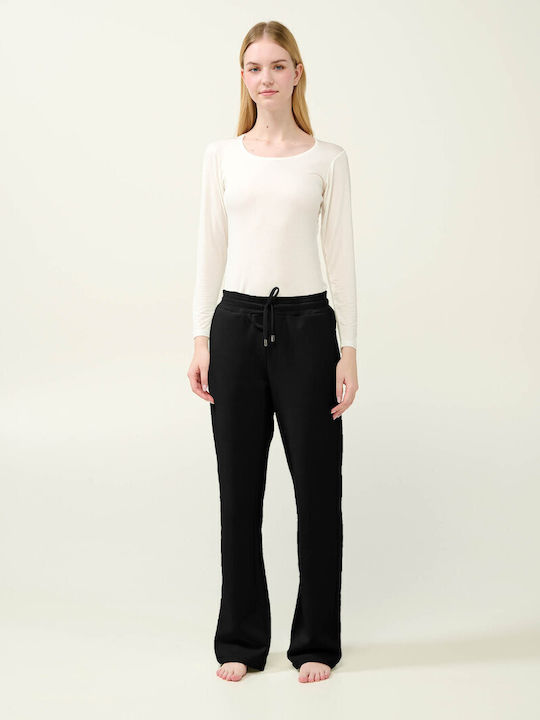 Jogginghose Breit Vlies Black