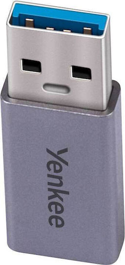 Yenkee Конвертор USB-A Мъжки в USB-C Женски Сив 1 Брой YTC 020