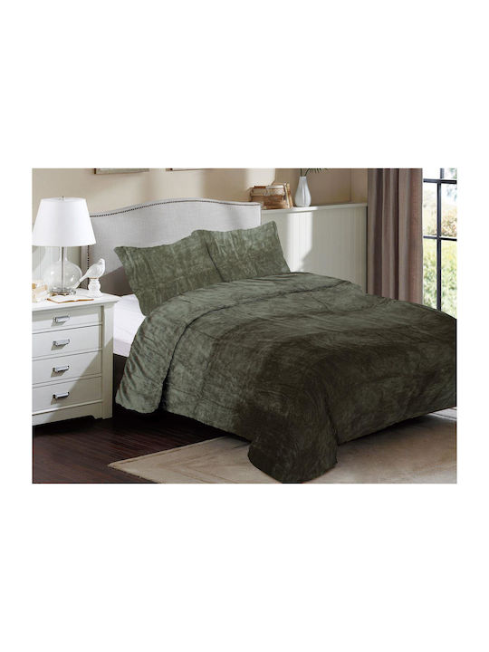 Dimcol Solid Κουβέρτα Fleece Μονή 160x220εκ. Olive