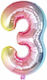 Balon Folie Număr 3 Multicolor 40buc