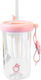Kleinkinderbecher mit Griff und Strohhalm aus Silikon Rosa 500ml