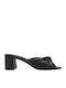 Leather Mules With Chunky Low Heel In Black Colour
