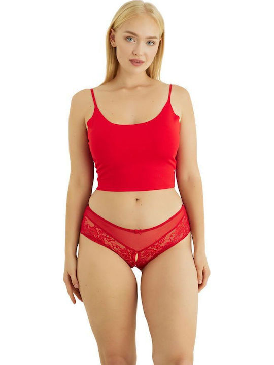 Femeie Slip cu Dantelă Red