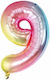 Balon Folie Număr 9 Multicolor 40buc