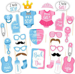 Set 30 Party Accessories Flippy Photo Corner Props Gender Reveal Baby Shower Theme Blue-pink