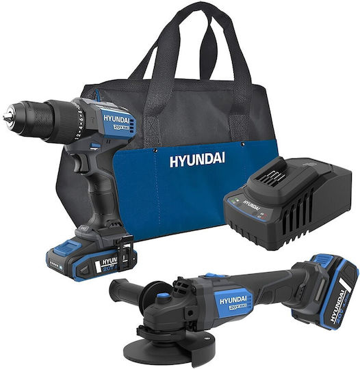 Hyundai S02-FTB Set Burghiu & Șurubelniță & Șurubelniță & Ciocanul Brushless 20V cu baterii 2Ah