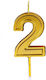 Cake Candle Number 2 Flippy 4.8 Cm Birthday Gold