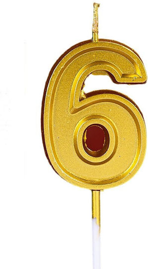 Kuchenkerze Nummer 6 Flippy 4,8 cm Geburtstag Gold