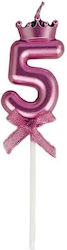Număr 5 Lumânare Flippy Coroană Fundiță Design Tort 6 X 2,5 Cm Violet Număr 5 Lumânare Flippy Coroană Fundiță Design Tort 6 X 2,5 Cm Violet