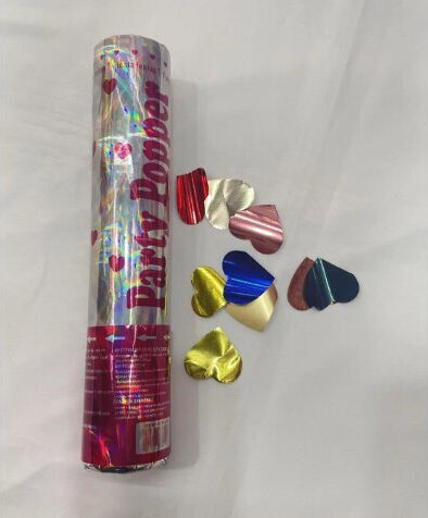 Tub Confetti Flippy Party Popper 20x5 Cm Aluminiu Confetti Inimă Multicolor