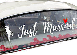 Sticker Klebefläche Flippy Hochzeitsdekorationen Liebhaber Design Just Married Text 50x11.5 Cm Weiß
