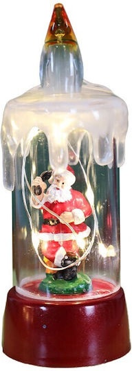 Crăciun Sticlos Lampion Roșu Baterie 13x5cm.