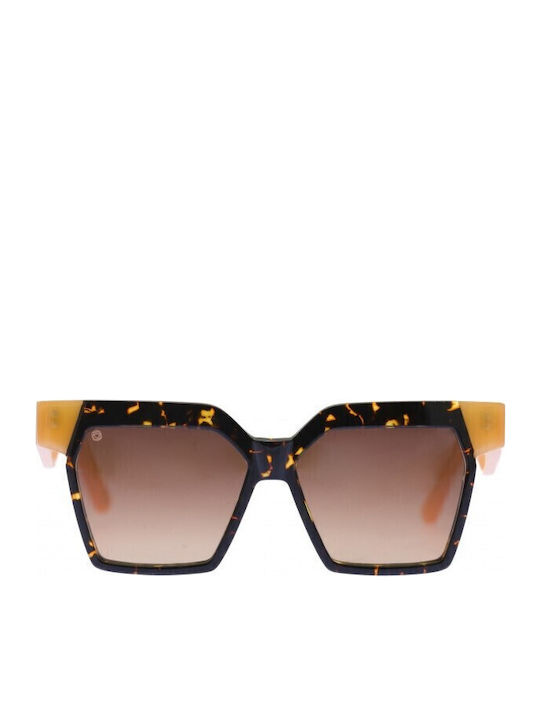 Kyme Women's Sunglasses with Brown Tartaruga Plastic Frame and Brown Gradient Lens