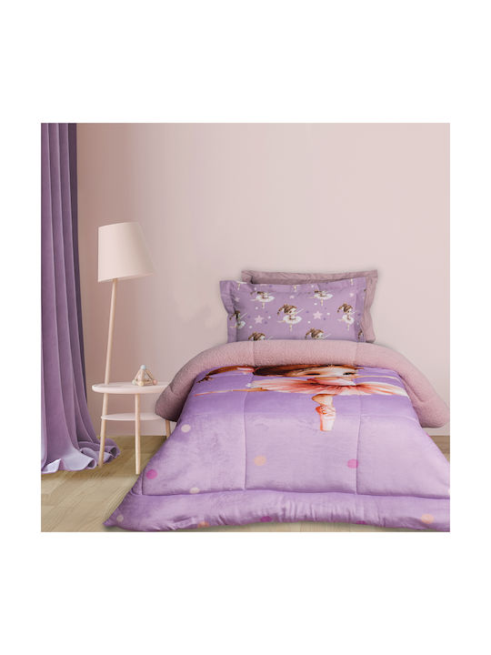 Das Home Kinderbettdecke Einzel mit Hollowfiberfüllung Cute Ballerina Pink, Purple 160x220cm