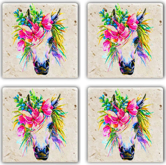 Hermia Untersetzer Stein Mehrfarbig 10x10cm 4Stück
