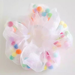 Hairutopia White Hair Scrunchy Colored Pearls