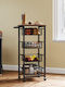 HomCom Wooden Kitchen Trolley 4 Tiers Black 49.5x31x91cm
