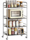 HomCom Multifunctional Kitchen Trolley Silver 60x35x100cm