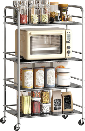 HomCom Multifunctional Kitchen Trolley Silver 60x35x100cm