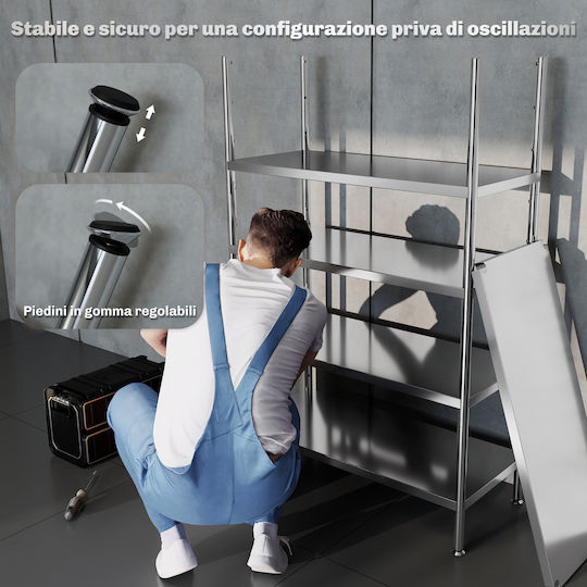 HomCom Küchengestell Silber 91x40x139cm