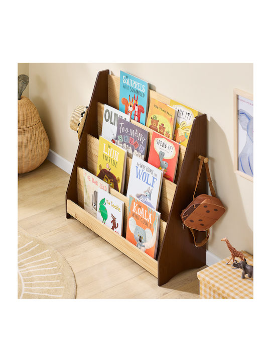 Kids Wooden Bookcase Gray 91x30x89cm